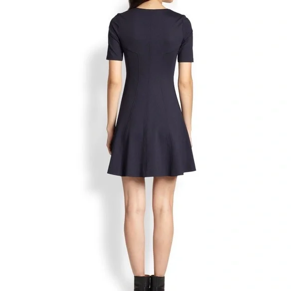 Theory Bonbi Fit & Flare Dress – Navy Blue | Size 6 | Front Zip - Picture 4 of 9